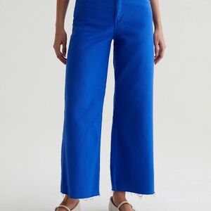 AG Adriano Goldschmied Women's Saige Wide Leg Crop Cobalt Jeans 28 Raw Hem